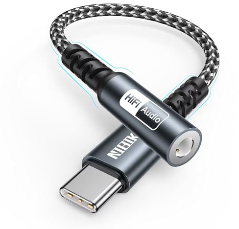 USB C auf 3.5mm Klinke,USB C Aux Adapter zu Kopfhörer Jack Audio Adapter,Adapter USB C auf Klinke für iPhone 16 15, iPad Pro, Samsung Galaxy S24 S23 S22