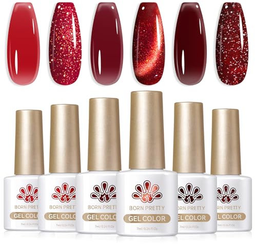 Born Pretty UV Nagellack Burgunder Wein Rot Gel Nagellack UV Rubin Rot Glitzer Cat Magnetic Eye Gel Blut Kirsch Maniküre und Nagelkunst DIY zu Hause