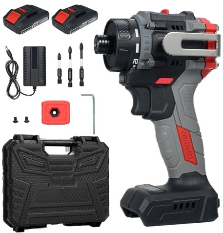 Weytoll 21V Electric Screwdriver 2-in-1 Impact Driver + Hammer Brushless Rechargeable Power Screwdriver 1/4'' Hex Chuck Power Impact Drill with 2pcs 2.0Ah Battery 0-1600RPM Variable Speed