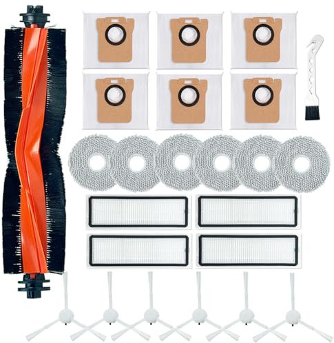 elfofle Accesorios de Repuesto para Robot Aspirador Dreame L20 Ultra, 1 Cepillo Principal, 6 cepillos Laterales, 6 toallitas, 4 filtros, 6 Bolsas de Polvo
