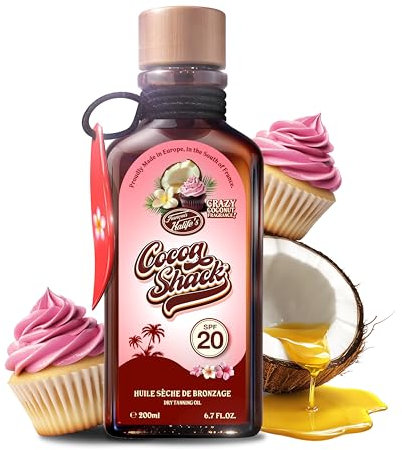 COCOA SHACK SPF 20 - Huile Sèche MAXI FORMAT Naturelle Triple Protection Solaire - Idéale Peaux Brunes, Bronzer sans Brûler - CONCENTRÉE en Coco Parfum DÉLICIEUX - Enrichie en Caféine
