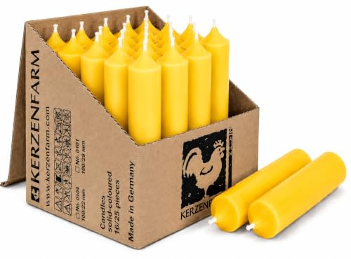 Kurze Stabkerzen Tafelkerzen durchgehend gefärbt Spitzkerzen für die Tisch-Deko zur Hochzeit Weihnachten & Party (5, Gelb)