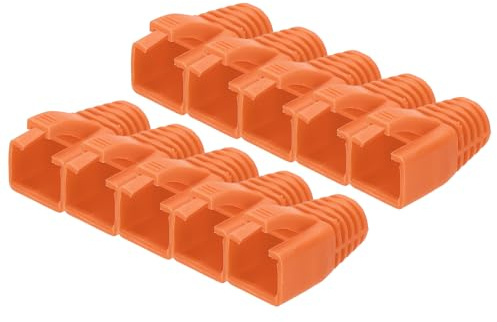sourcing map 50 Pack Boot Cover, Cat5 Cat5e Cat6 Cat6A Ethernet Network Cable Strain Boot, 6.5mm Hole Diameter(Orange)