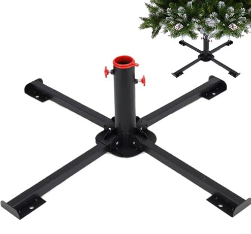 Base per albero di Natale - Supporto in ferro, struttura forte, stabilizzatore compatto, piede robusto con design antiribaltamento, base per albero artificiale esterno e interno (metallo)