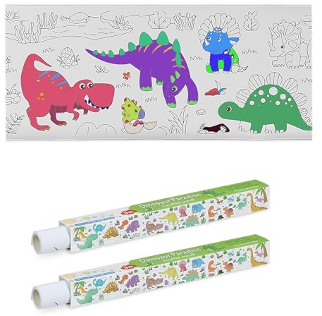 Relaxdays Ausmaltischdecke Kinder, 2er Set, Malpapier 3 m, selbstklebend, Motive, Zeichenrolle zum Bemalen, Papier, weiß