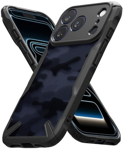 Ringke for iPhone 17 Pro Case, Fusion-X (Camo Black) | Heavy Duty Protection, Shockproof X-Frame, Non-Slip Side Grip, Individual Camera Cutouts