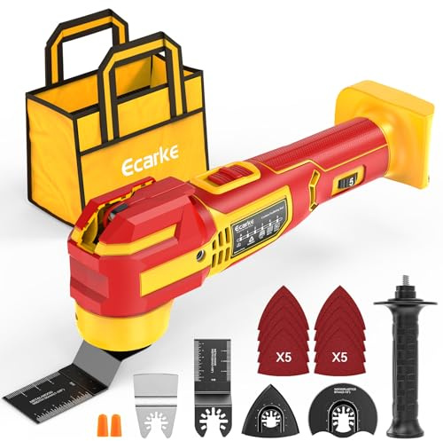 Ecarke Cordless Oscillating Multi Tools Compatible with DeWalt 20V Battery | Brushless, 6 Variable Speeds, 12000-21000 OPM, 4.5° Cutting Angle, Multitool with LED Work Light(NO Battery)