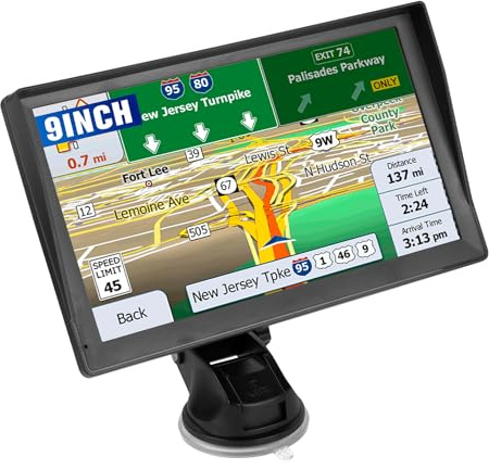 9 Inch Sat Nav, Touch Screen GPS Navigator for Car Truck RV HGV with UK Europe Maps, Lifetime Free Updates, POI Search, Speed Camera Notifications, Voice Guidance