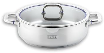 Johann Lafer Bräter mit Deckel Induktion – Gourmet Bräter 28 cm / 4,5 L, Edelstahl mit Glasdeckel