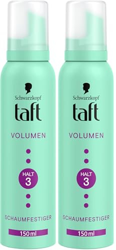 Schwarzkopf Taft Schaumfestiger Volumen (150ml), Haltegrad 3, Haarschaum für alle Haartypen, volumengebendes Mousse, verhindert Föhnschäden, ohne zu verkleben, vegane Formel* (Packung mit 2)