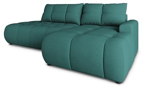 Masseno Ecksofa FLUMA CL R-S mit Schlaffunktion L-Form, Modern Sofa mit Bettkasten, Wohnzimmersofa, Couch, Soffa, Bettsofa, Couchgarnitur - Blau, Castel 75