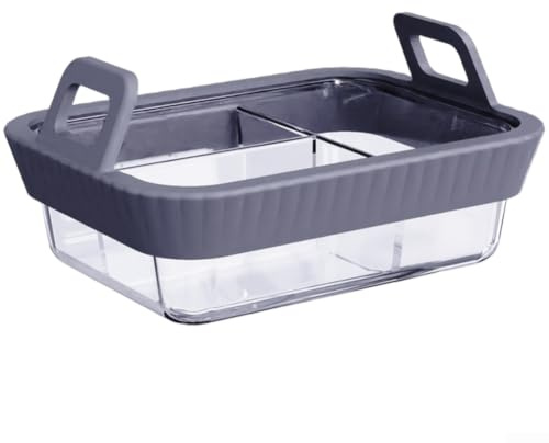 Airfryer Glasbackform Mit Silikongriff Hitzebeständig Zweikammrig Für Heißluftfritteuse Grau 21x16x6cm(3 Gray)