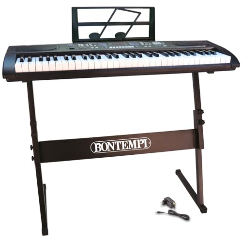 Bontempi-16 Flash HarmonyLegs-Tastiera Digitale a 61 Tasti con Gambe in Metallo, Connessione USB e Adattatore di Rete per un'Armonia Completa, Colore Nero, L94cm x W31cm x D90cm, 16 6125