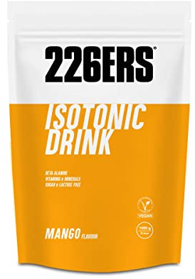 226ERS Isotonic Drink, isotonisches Mineralsalz-Getränkepulver, Mango 1kg | isotonische Hydration, 17 g Kohlenhydrate, zuckerfrei, gleicht Salze und Elektrolyte aus, glutenfrei, laktosefrei, vegan