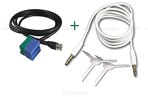 1neiSmartech Cavo Aux Jack Femmina + Kit Estrazione Autoradio Compatibile con Fiat Bravo dal 2007 Radio Visteon + Cavo Audio Rivestito in Gomma Jack Maschio da 3,5mm