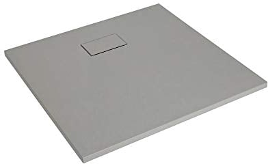 Milano Rasa Light Grey Low Profile Square Textured Slate Effect Shower Tray - 900mm x 900mm