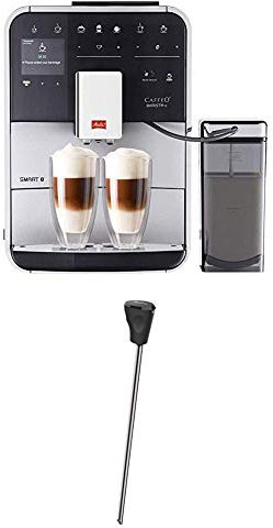 Melitta Caffeo Barista TS Smart F850-101 Kaffeevollautomat mit Milchbehälter | Smartphone-Steuerung mit Connect App | One Touch Funktion Silber + Milchlanze für Kaffeevollautomaten, Edelstahl, Schwarz