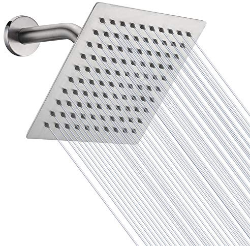 NearMoon Regenduschkopf, hoher Durchfluss, Edelstahl, quadratisch, Regendusche, Hochdruck-Design, tolles Duscherlebnis auch bei niedrigem Wasserdurchfluss (20,3 cm, gebürstetes Nickel)