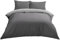 Lions Reversible Plain Dyed Duvet Covers, Microfibre Quilt Cover with Pillow Case, Microfibre, Machine Washable, Cool Iron (Grey_Charcoal, Double)