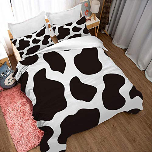 ZFSZSD Bettwäsche 220x240 cm Kuhflecken Wende-Bettwäsche-Set mit 3D-Druck und Reißverschluss aus hochwertiger Mikrofaser