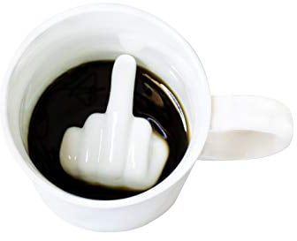 I-TOTAL® - Tazza in ceramica tè/caffè con disegni 3D interni Regalo perfetto divertente 9 x 8,5 x 9 cm (DITO MEDIO) 300 ml