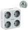 TESSAN Ladron Enchufes Plano USB, Enchufe Multiple 4 Schuko con 3 USB, Cargador Multiple 4000W, 7 en 1 Ladron con Interruptor, Regleta Pared para Oficina, Cocina, Gris
