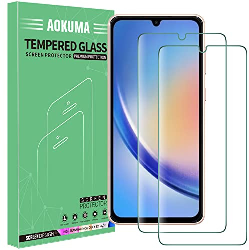 AOKUMA Protector de Pantalla para Samsung Galaxy A34, [2 Unidades] Cristal Templado para Samsung Galaxy A34 Fácil Instalación, Vidrio templado 9H,Sin Burbujas, Alta Definicion,Anti-Arañazos…