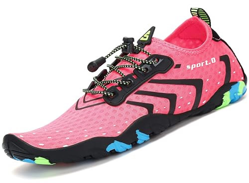 SAGUARO Unisex Strandschuhe Schnell Trocknend rutschfest Frauen Wasserschuhe Dicker Sohle Atmungsaktive Schwimmschuhe für Männer Water Shoes, Neu Pink 39