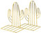 Bookends, MSDADA Metal Book Ends for Shelves, Geometric Book Holder for Heavy Books, Decorative Cactus Book Shelf Holder, Non-Skip Book Stoppers for Office, School, Home(Gold,1 Pair)