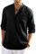 Enlision Mens Black Cotton Linen Shirts Long Sleeve Shirt Button Down Henley Shirts Lightweight Casual Plain Tops for Men 2XL