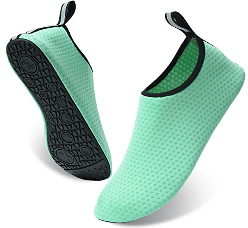 AUXDIQ Chaussures Aquatiques Homme Femme Chaussures de Plage Chaussures de Natation Chaussures d'eau Chaussettes Aqua Vert 36/37 EU