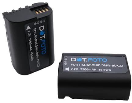 2 x Dot.Foto DMW-BLK22 Premium 7.2v / 2200mAh Rechargeable Battery for Panasonic Lumix DC-S5, S5II, S5IIX, G9II, GH5II, GH6