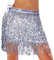 Monbessi Glitzer Rock Damen Pailletten Rock Stilvoll Glitzer Rock Karneval Fransen Rock (Silber)
