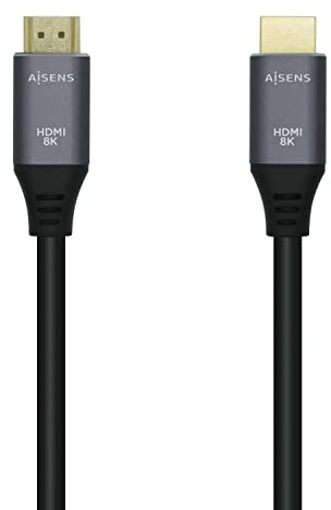 AISENS A150-0427 Cable HDMI V2.1 ultra alta velocidad/HEC 8K@60Hz 48Gbps, A/M-A/M, gris/negro, 1.5m