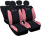 Auto Accessori Lupex Autositzbezüge kompatibel mit Cinquecento 500, hergestellt in Italien, Polyestergewebe, (Schwarz – Rosa Modell 2)