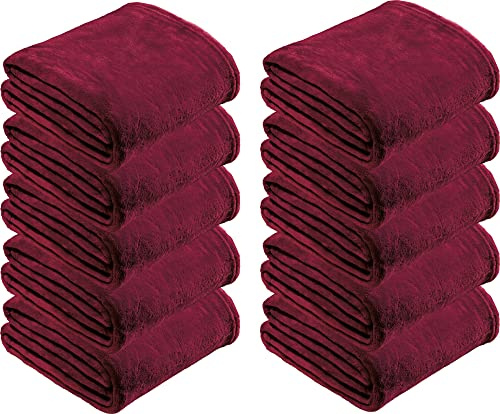 REDBEST Microfaserdecke Amarillo 10er-Pack, Fleece-Wohndecke, Sofadecke Bordeaux Größe 150x200 cm - kuscheliger Teddyfleece, pflegeleicht, waschbar