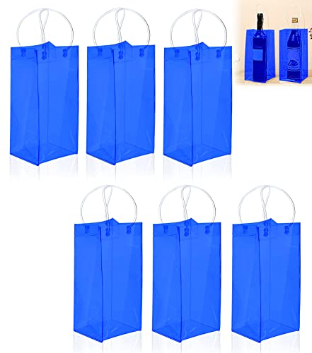 6 Piezas Bolsa de Vino de HieloTransparente, Plegable Bolsa de Enfriador Botellas de Vino de PVC con Asa, para Champán Cerveza Fría Vino Blanco, Bebidas Heladas
