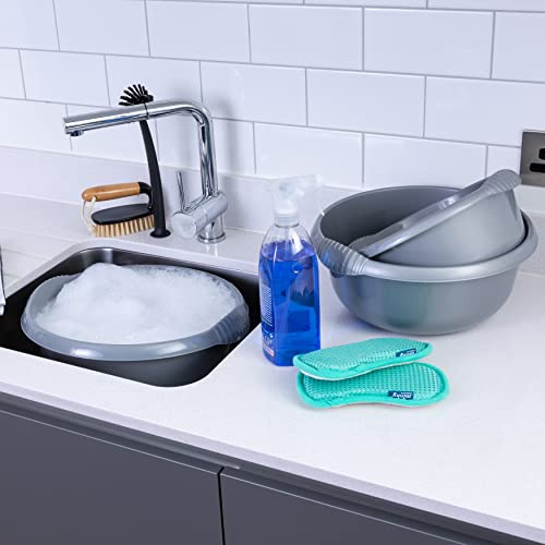 Wham 3 Piece Casa Multi-Functional Round Plastic Bowl Set (28cm, 32cm & 36cm Bowls) (Silver)