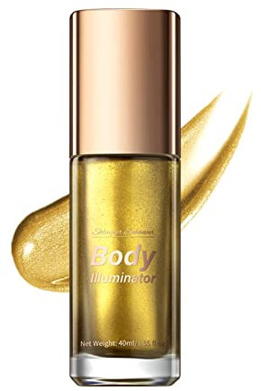 Ofanyia Face Body Luminizer, Waterproof Long-lasting Smooth Shimmer Face Body Glow Illuminator, Bronzer Smooth Shine Liquid Foundation, Waterproof Moisturizing Body Highlighter (05# GOLD)