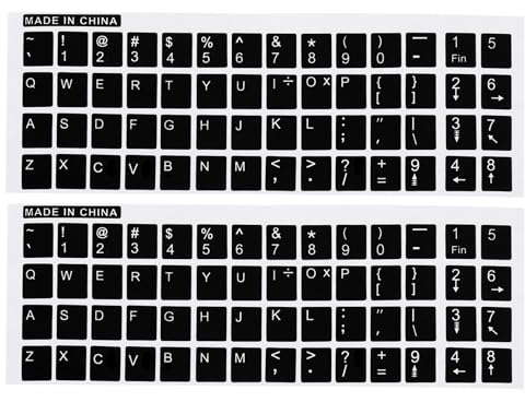 PATIKIL 2Pack Englisch Tastatur Aufkleber Universelle Tastatur Ersatz Abdeckung Glatt für Laptop Schreibtisch Computer Schwarz Hintergrund Weiß Beschriftung