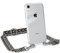 EAZY CASE Handykette - Verstellbarer Gurt kompatibel mit iPhone XR, Schulterriemen, Flache Kordel, Handykordel mit Hülle, Hülle mit Kette, Anthrazit/Schwarz - Metall Silber