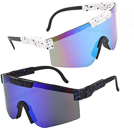 anneratteryer Polarisierte Sport-Sonnenbrillenset Fahrradbrille - Umfasst 2 Stück Radfahren Sonnenbrillen mit UV-Schutz, ideal für Outdoor-Aktivitäten und Sport