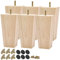 TCHOSUZ 8 Inch / 20 cm Wooden Furniture Legs, Set of 6 Solid Wood Mid-Century Modern Pyramid Replacement Feets with M8 Hanger Bolt & Rubber Floor Protectors for DIY Ottoman TV Stand Unfinished