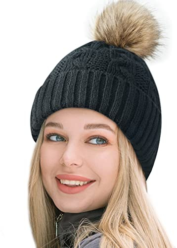 Geschenke für Frauen Mütze Damen Winter: Wintermütze Damen Bommelmütze Damen Strickmütze Beanie Mütze mit Bommel, Nikolaus Geschenke für Frauen Weihnachten Geschenkideen Adventskalender 2024 Frauen