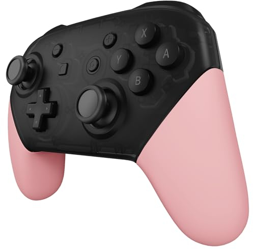 eXtremeRate Carcasa de Grip para Nintendo Switch Pro - Repuestos DIY Mango de Agarre Tacto Suave, Placa de Empuñadura para Nintendo Switch Pro Mando - No Incluye Control (Puffy Rosa)