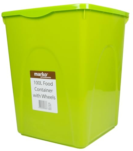 Marko Pet Accessories Food Storage Container with Wheels Extra Large 100L Dog Cat Dry Food Bird Seed Nut Plastic Box with Foam Seal Lid