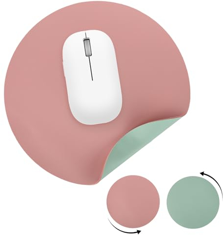 Valicaer Tapis de Souris Rond Double Face Petit Tapis de Souris 20 cm Portable Antidérapant Tapis de Bureau Cuir PVC Étanche pour Bureau Maison Ordinateur Clavier Gaming (B)