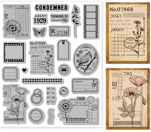 GLOBLELAND Gummistempel für Kunsttagebuch, Hintergrund, Haftung, Stempel, Skript-Stempel für Kartenherstellung und Fotoalbum, Dekoration, Dekoration und DIY, Scrapbooking, 21,6 x 19,9 cm