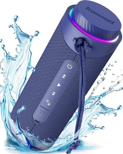 Tronsmart T7 Cassa Bluetooth Portatile Potente, 30W Altoparlante Bluetooth con Impermeabile IPX7, 12 Ore di Riproduzione, 360° Suono Stereo e Bassi Potenti, Speaker Wireless Bluetooth 5.3 con Luce LED