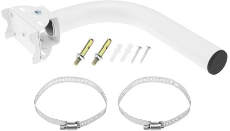 ECSiNG Support WiFi Extérieur 250mmx160mm Support en Métal Plate-Forme de Réseau sans Fil Extérieure Résistant aux Intempéries pour Antenne de Poteau de Grenier, Blanc